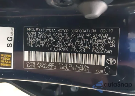2020 Toyota Corolla Le z USA, uszkodzony, nr VIN JTDEPRAE5LJ008514
